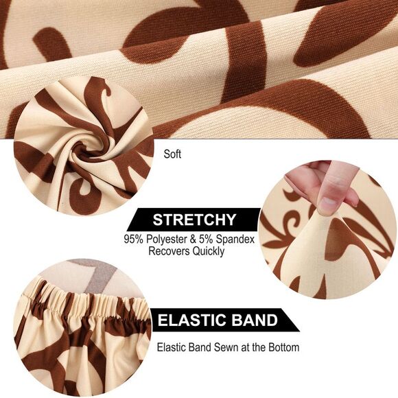 4pcs Slipcovers Dining Room Stool Chair Cover Champagne and Coffee Color - Picture 4 of 6